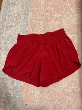 lululemon athletica Bright Red Run Shorts with Zip Pocket